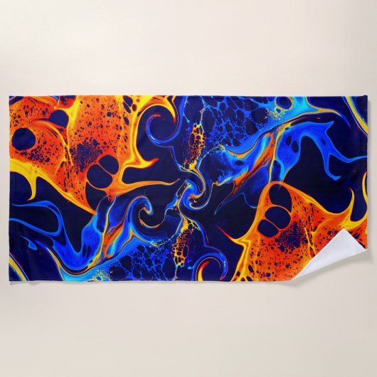 トレンディー抽象芸術カラフル色スワール ビーチタオル (正面)