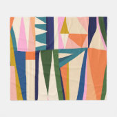 トレンディー抽象芸術カラフル:手書き。 フリースブランケット (正面(横))