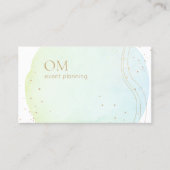 トレンディー抽象芸術グラデーションの水色と金ゴールドアクセント 名刺 (正面)