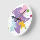 トレンディー抽象芸術パターン（紫と青） ラウンド壁時計 (傾斜)