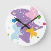 トレンディー抽象芸術パターン（紫と青） ラウンド壁時計 (正面)