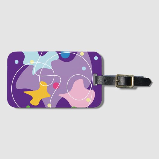 トレンディー抽象芸術パターン(紫と青) ラゲッジタグ (正面横)