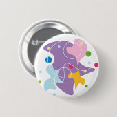 トレンディー抽象芸術パターン（紫と青） 缶バッジ (正面&裏面)