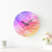 トレンディー抽象芸術ピンクオレンジと紫のインクアート ラージ壁時計 (ホーム)