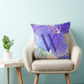 トレンディー抽象芸術ブルーパープルモノグラム装飾用クッション クッション (椅子)