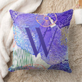 トレンディー抽象芸術ブルーパープルモノグラム装飾用クッション クッション (ブランケット)