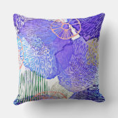 トレンディー抽象芸術ブルーパープルモノグラム装飾用クッション クッション (裏面)