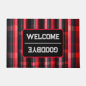 トレンディー抽象芸術レッドブラックプレイドコレクション ドアマット (正面)