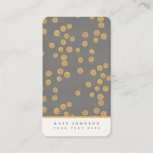 トレンディー抽象芸術レトロヴィンテージグレー金ゴールドQRコード 名刺 (正面)