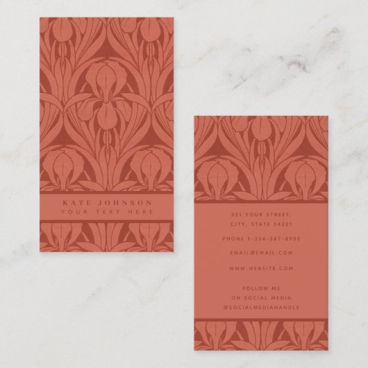 トレンディー抽象芸術レトロヴィンテージフローラテラコッタ 名刺 (正面/裏面)