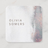 トレンディー抽象芸術水彩色バラ金ゴールドグリッター スクエア名刺 (正面)