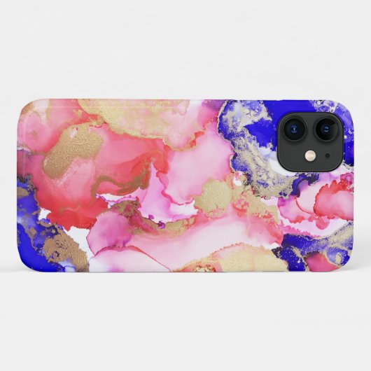 トレンディー抽象芸術液体スワールパープルピンク金ゴールド Case-Mate iPhoneケース (裏面(横))