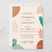 トレンディー抽象芸術熱帯形サマー結婚ズ 招待状 (正面)