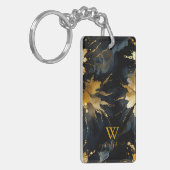 トレンディー抽象芸術黒金ゴールド大理石 キーホルダー (正面左)
