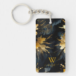 トレンディー抽象芸術黒金ゴールド大理石 キーホルダー