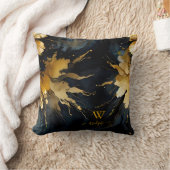 トレンディー抽象芸術黒金ゴールド大理石 クッション (ブランケット)