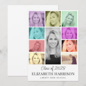 トレンディー数々のカラー写真コラージュ卒業 案内状 (正面/裏面)