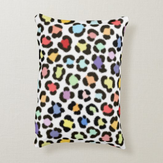 トレンディー数々のカラーLeopardファーエフェクトパターン アクセントクッション (裏面(縦))