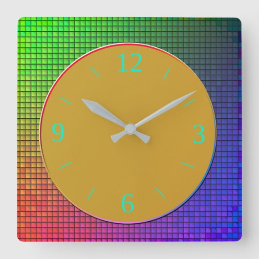 トレンディー数々の発光色デザイン時計 スクエア壁時計 (正面)