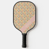 トレンディー数々の色幾何学模様ピンクパーソナル ピックルボールラケット (裏面)