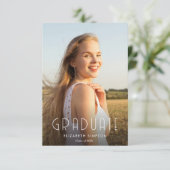 トレンディー文字モダン卒業発表 サンキューカード (スタンド正面)