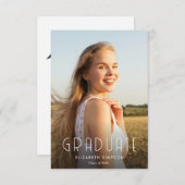 トレンディー文字モダン卒業発表 サンキューカード (正面/裏面)