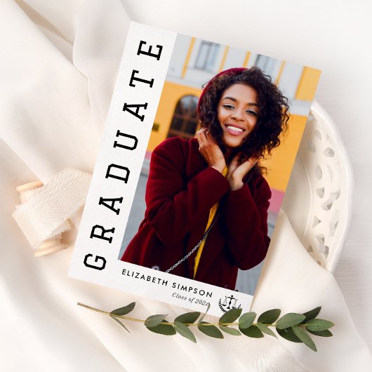 トレンディー文字モダン法の卒業発表 サンキューカード