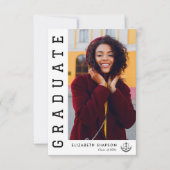 トレンディー文字モダン法の卒業発表 サンキューカード (正面)