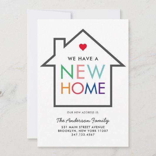 トレンディー新しい家の変更のアドレスハウス移動 案内状 (正面)