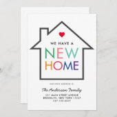 トレンディー新しい家の変更のアドレスハウス移動 案内状 (正面/裏面)