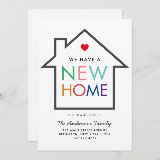 トレンディー新しい家の変更のアドレスハウス移動 案内状 (正面/裏面)