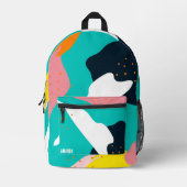 トレンディー新学期カラフル抽象芸術名 プリントバックパック (正面)