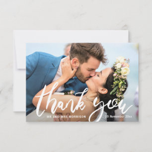 トレンディー新郎新婦結婚の感謝していYou photo card サンキューカード