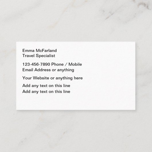 トレンディー旅行代理店スペシャリスト名刺 名刺 (裏面)