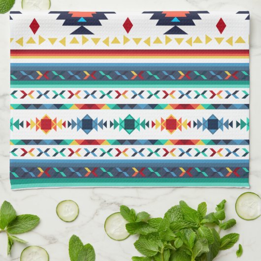 トレンディー族民族幾何学模様 キッチンタオル (折り畳み)