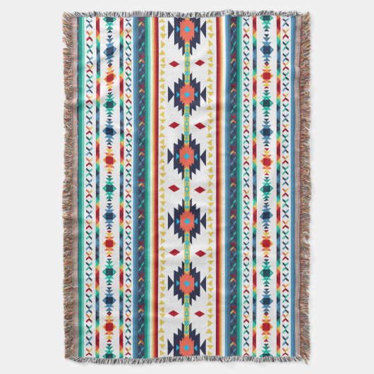 トレンディー族民族幾何学模様 スローブランケット (正面縦)
