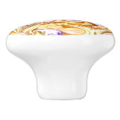 トレンディー明るい金ゴールド紫色の波抽象芸術パターン セラミックノブ (側面)