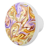 トレンディー明るい金ゴールド紫色の波抽象芸術パターン セラミックノブ (右)