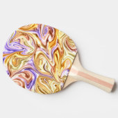 トレンディー明るい金ゴールド紫色の波抽象芸術パターン 卓球ラケット (横)