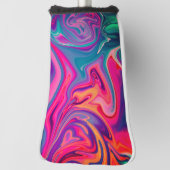 トレンディー明るい青ピンクの緑の抽象芸術パターン ゴルフヘッドカバー (回転90)