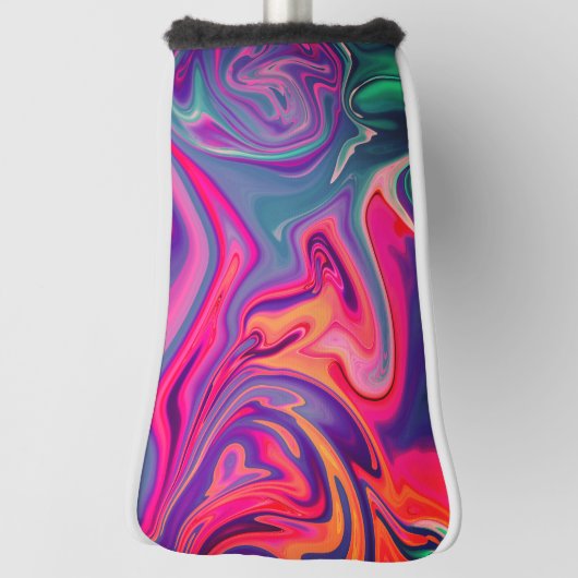 トレンディー明るい青ピンクの緑の抽象芸術パターン ゴルフヘッドカバー (回転90)