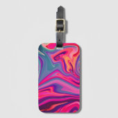 トレンディー明るい青ピンクの緑の抽象芸術パターン ラゲッジタグ (正面縦)