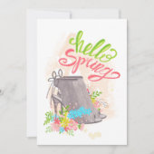 トレンディー春フローラシューズ誕生日 招待状 (正面)