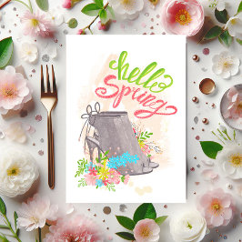 トレンディー春フローラシューズ誕生日 招待状