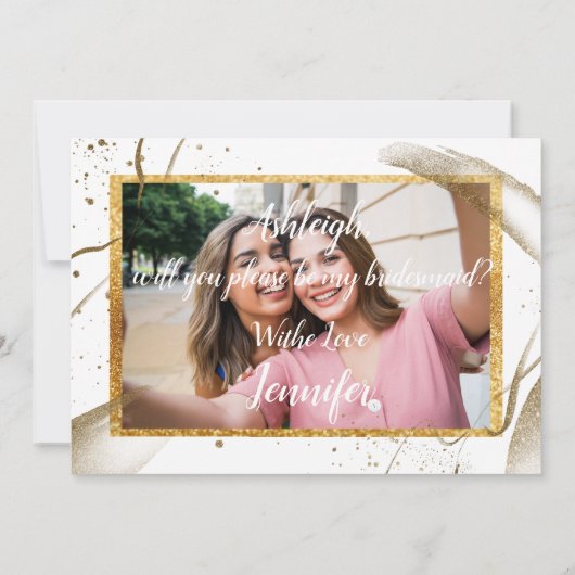 トレンディー書は私の花嫁のメイドInviteになる 招待状 (裏面)