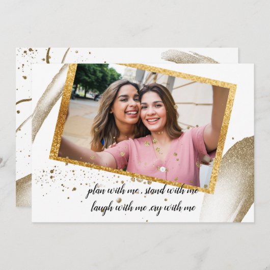 トレンディー書は私の花嫁のメイドInviteになる 招待状 (正面/裏面)