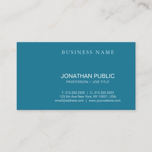 トレンディー書モダン書スクリプトターコイズプレーン 名刺 (正面)