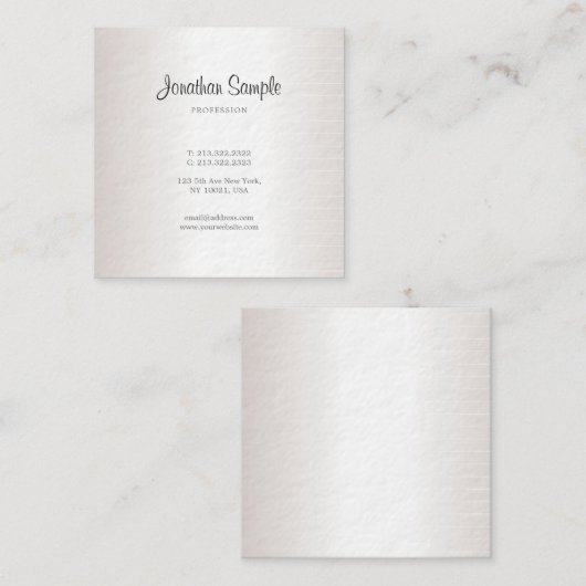 トレンディー書道お洒落デザイングラマーシルバー スクエア名刺 (正面/裏面)