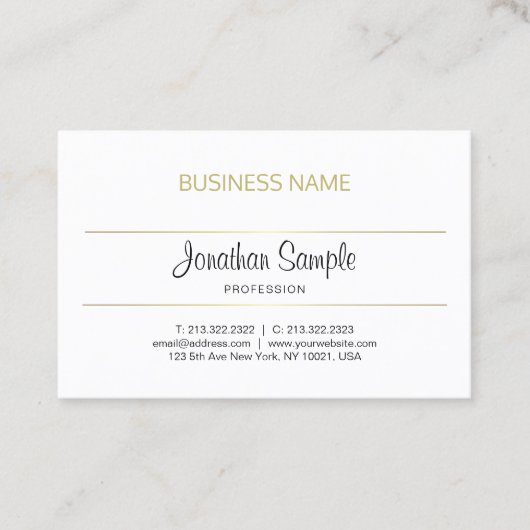 トレンディー書道スクリプト金ゴールドデザインラグジュアリーシック 名刺 (正面)