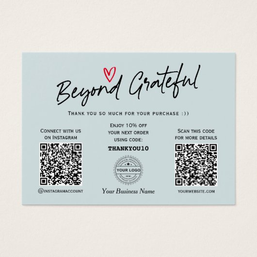 トレンディー書道ダスティブルーQRコードギフトカード (正面)